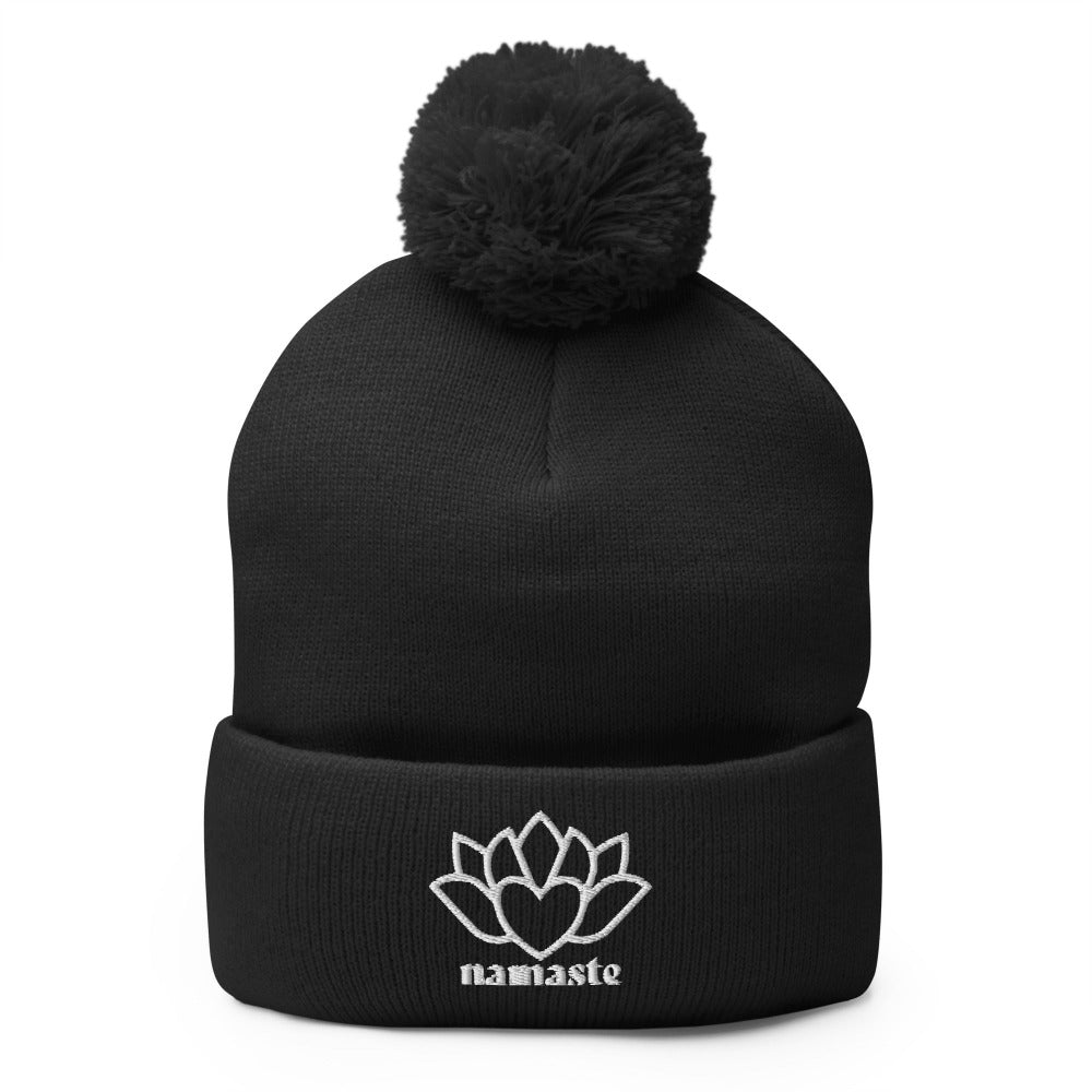 Namaste Pom-Pom Beanie -  Black
